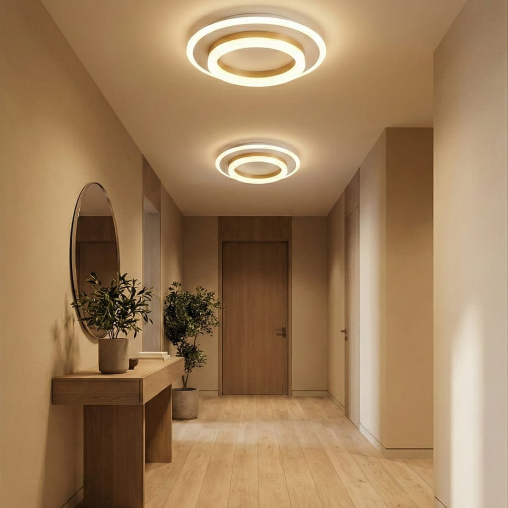 Lustra LED tavan RING aurie 50W, echivalent 200W, lustra rotunda aurie eleganta 4