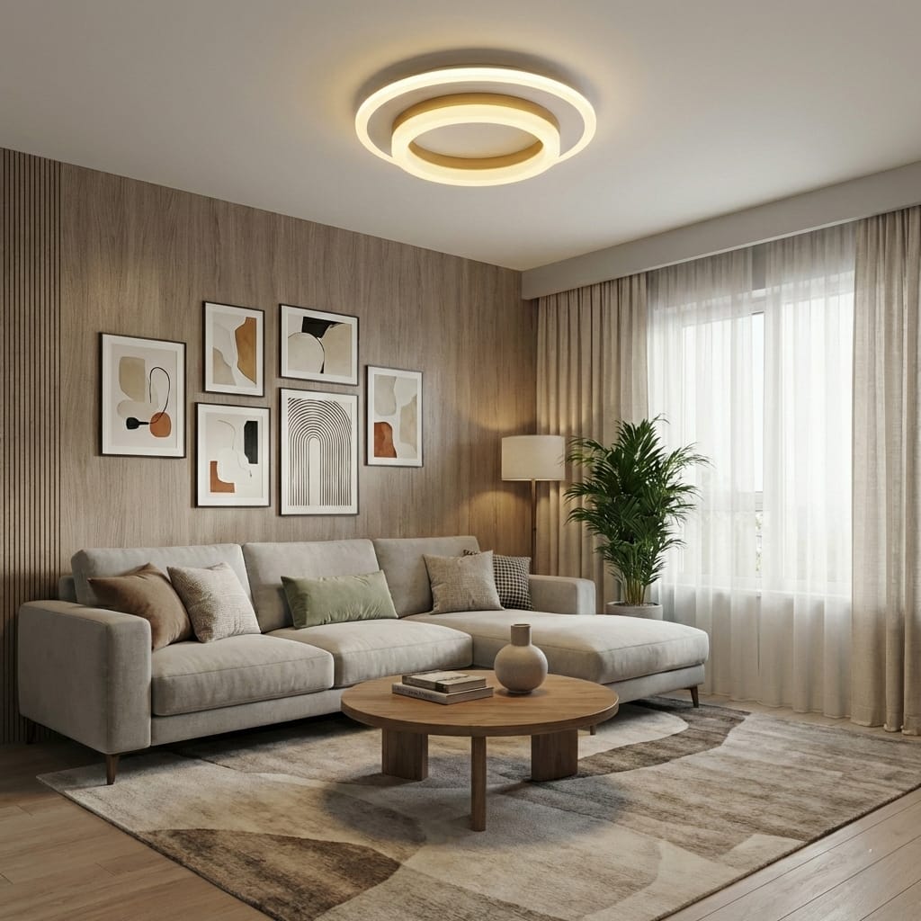 Lustra LED tavan RING aurie 50W, echivalent 200W, lustra rotunda aurie eleganta 5