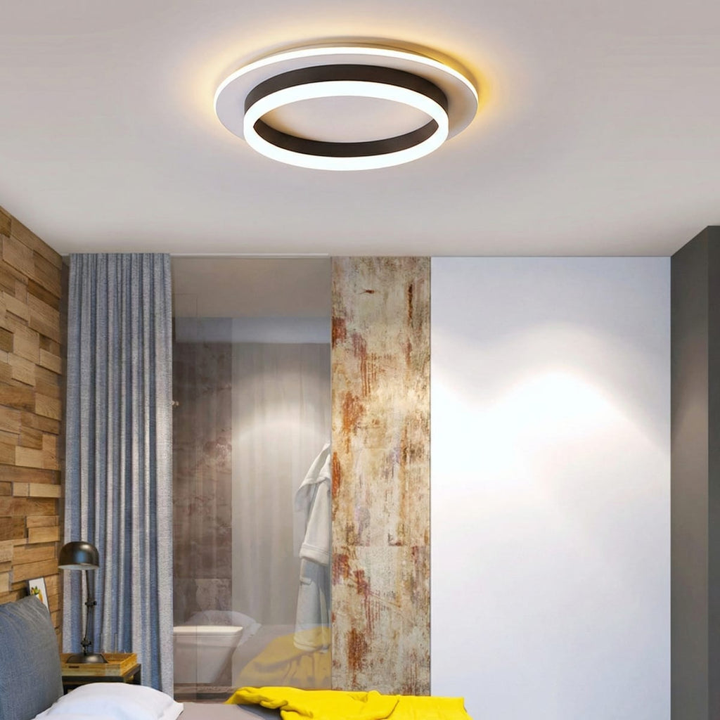 Lustra LED tavan RING neagra 50W, echivalent 200W, lustra rotunda minimalista 20cm 3