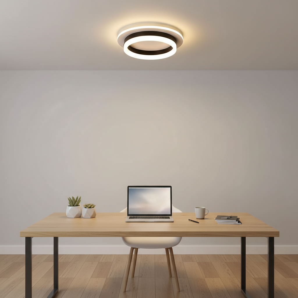 Lustra LED tavan RING neagra 50W, echivalent 200W, lustra rotunda minimalista 20cm 5