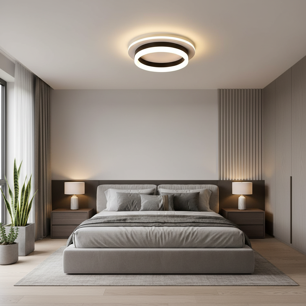 Lustra LED tavan RING neagra 50W, echivalent 200W, lustra rotunda minimalista 20cm 7