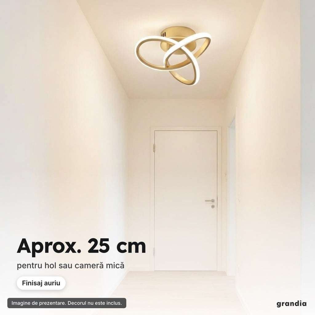 Lustră LED Two Rings aurie (hol) – Aprox. 25 cm