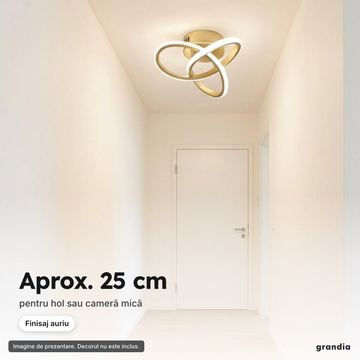 Lustră LED Two Rings aurie (hol) – Aprox. 25 cm