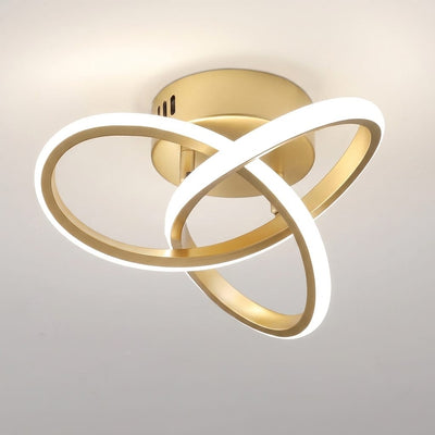 Lustra LED tavan TWO RINGS aurie 48W, echivalent 200W, lustra rotunda aurie moderna 1