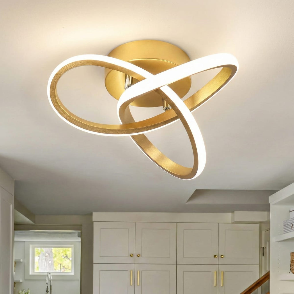 Lustra LED tavan TWO RINGS aurie 48W, echivalent 200W, lustra rotunda aurie moderna 3