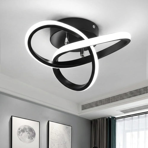 Lustra LED tavan TWO RINGS neagra 48W, echivalent 200W, lustra rotunda moderna 25cm 1