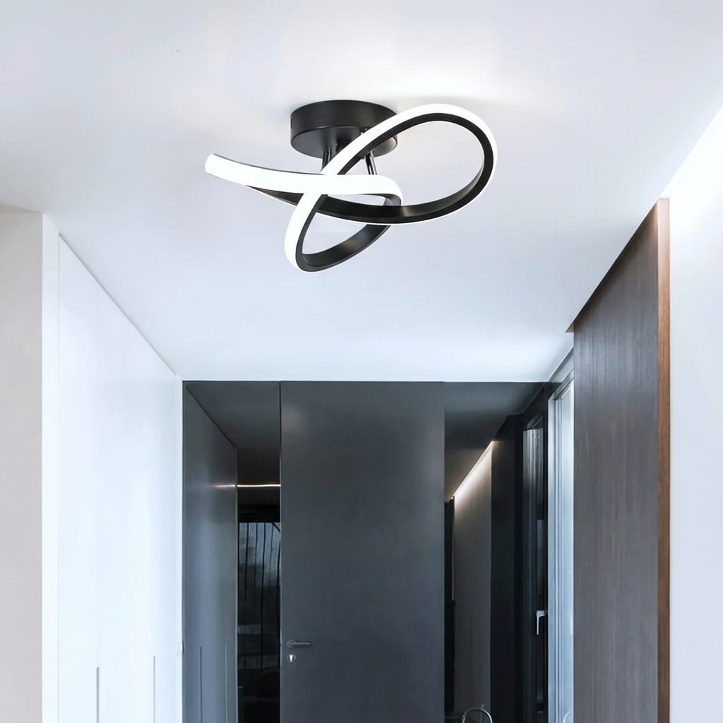 Lustra LED tavan TWO RINGS neagra 48W, echivalent 200W, lustra rotunda moderna 25cm 3