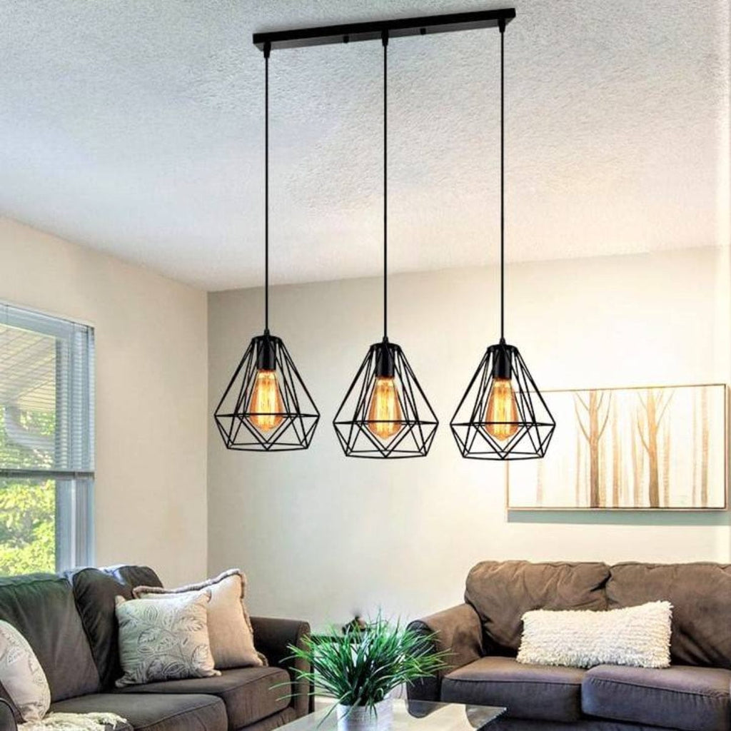 Lustra suspendata liniara, design vintage industrial 2