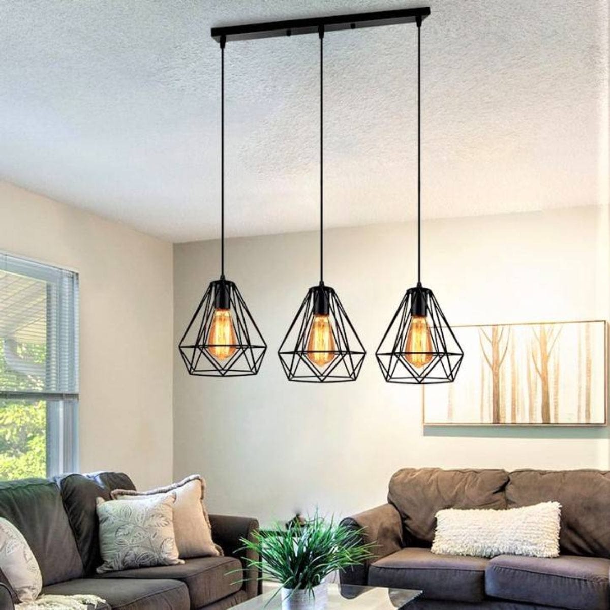 Lustra suspendata liniara, design vintage industrial 2