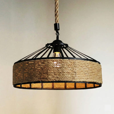 Lustra vintage cu franghie, soclu E27, suspendata, retro pentru living, dining, bar 1