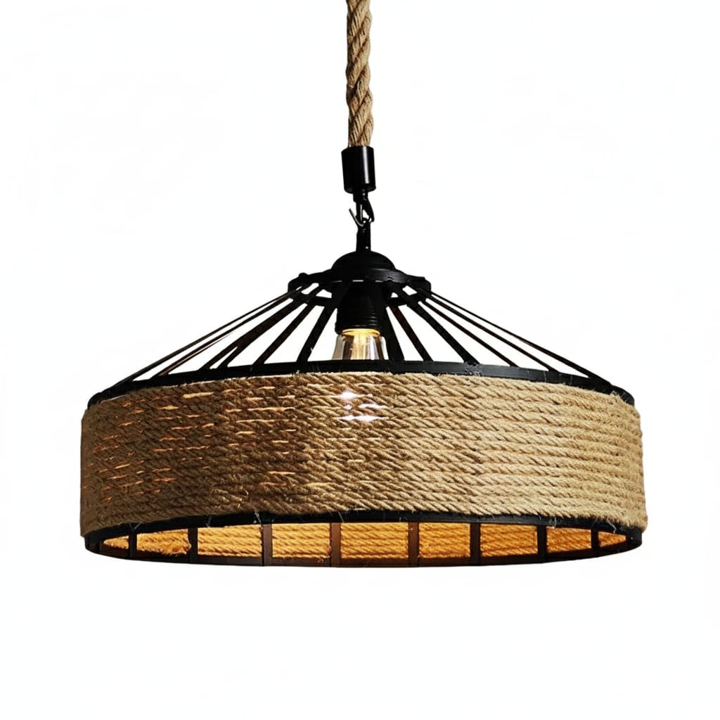Lustra vintage cu franghie, soclu E27, suspendata, retro pentru living, dining, bar 3