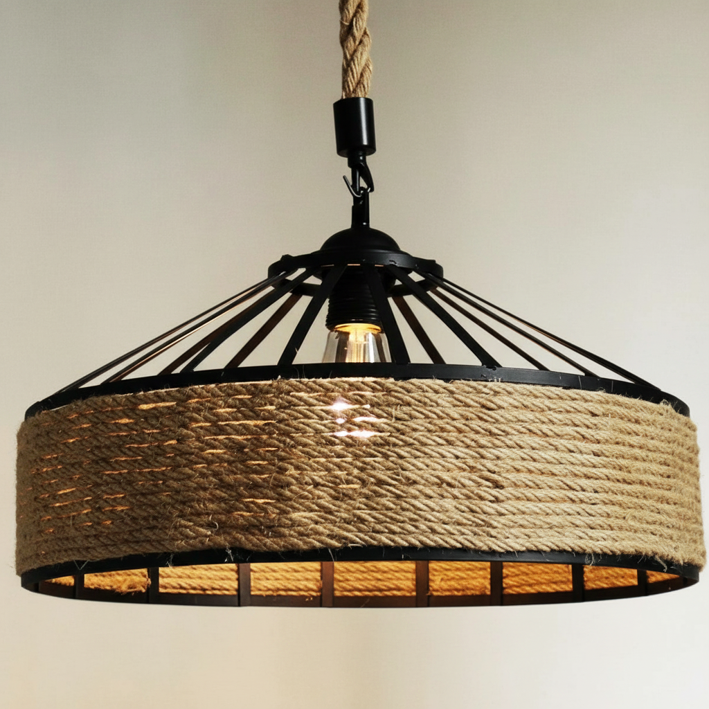 Lustra vintage cu franghie, soclu E27, suspendata, retro pentru living, dining, bar 5