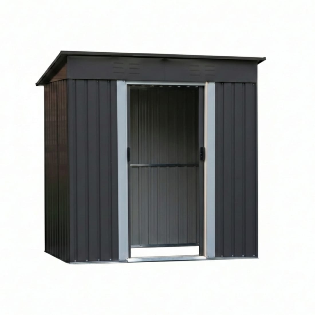 Magazie de Grădină din Oțel Galvanizat, Uși Duble, Ventilație, 196.2x110.4x184cm, Gri Antracit 2