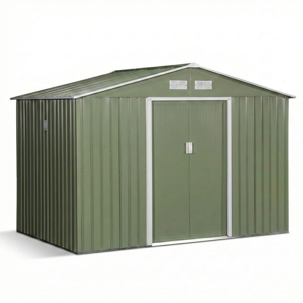 Magazie de Grădină din Oțel Verde, 277x195x192 cm, Uși Glisante, Ventilație, Spațiu Suplimentar 1