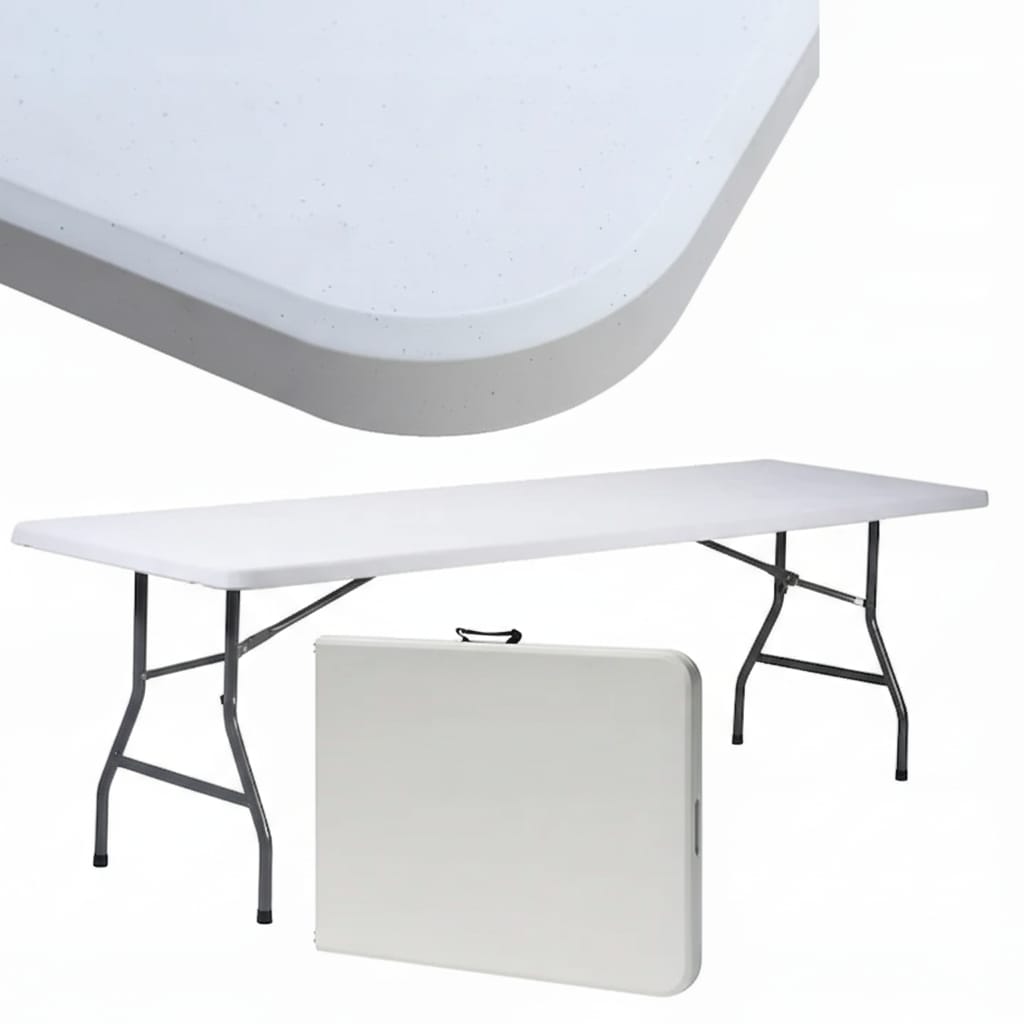 Masa pliabilă multifuncțională VERDA, 6-8 persoane, din oțel și HDPE, 180x72x75cm, albă 5