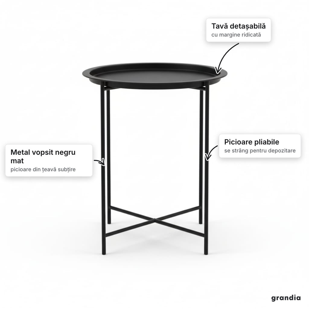 Măsuță cu tavă detașabilă – elemente principale