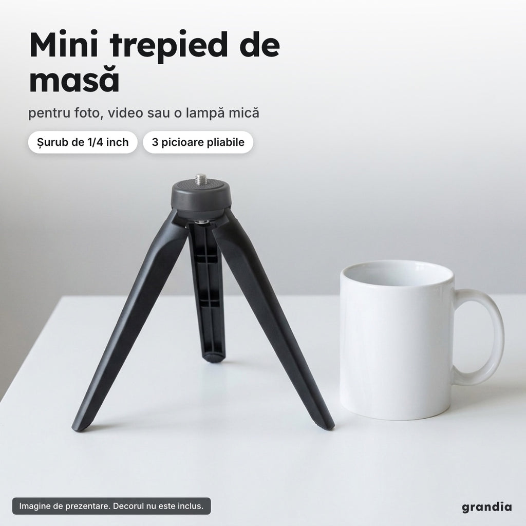 Mini trepied de masă cu șurub de 1/4 inch, negru – Mini trepied de masă
