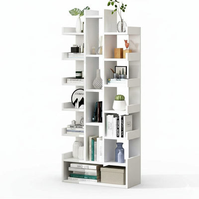 Mobilier biblioteca cu 18 rafturi, modern Tree of Knowledge, 51x18x168cm alb 1