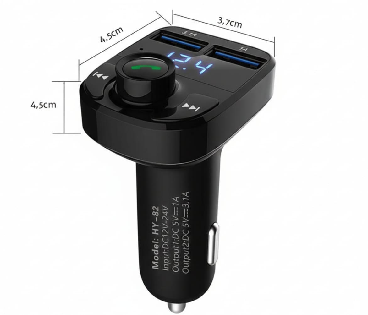 Modulator FM Bluetooth pentru masina, 3 porturi, mp3 player, lumini ambientale 3