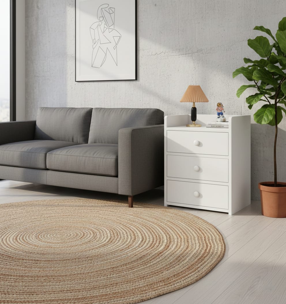 Noptiera Compacta Alba cu 3 Sertare, 40x32x58cm 4