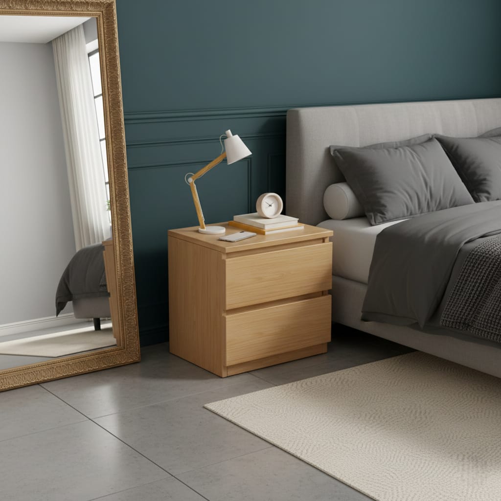 Noptiera Moderna cu 2 Sertare, Design Minimalist, 40x30x41 cm 3