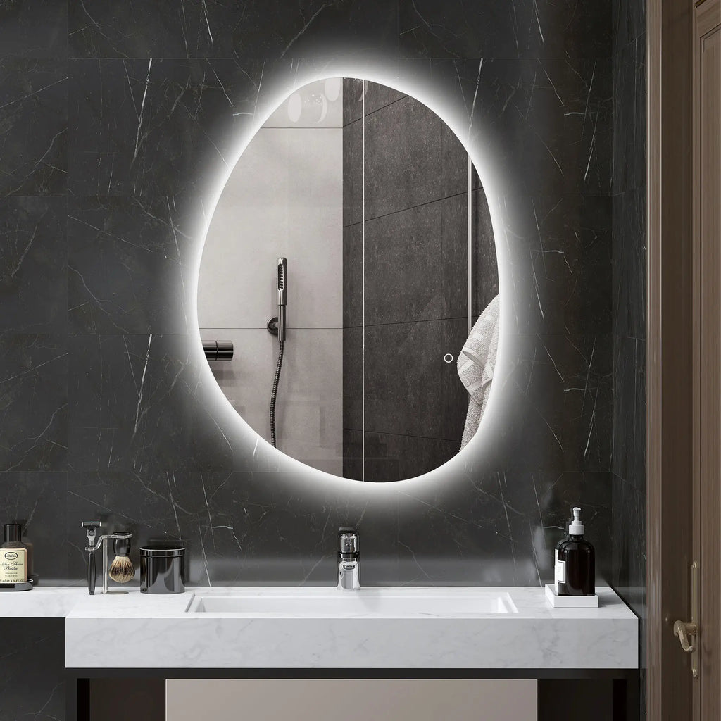 Oglindă de Baie LED HOMCOM cu Comutator Tactil, Intensitate Reglabilă, 80x60 cm, Argintie 1