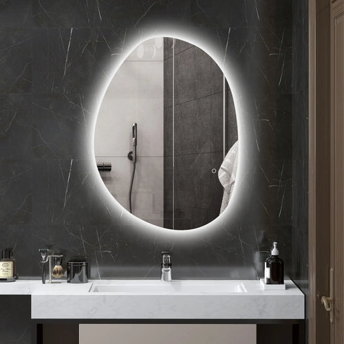 Oglindă de Baie LED HOMCOM cu Comutator Tactil, Intensitate Reglabilă, 80x60 cm, Argintie 1