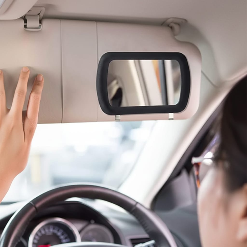 Oglindă machiaj auto adezivă pentru parasolar, format mare, vizualizare clară 2