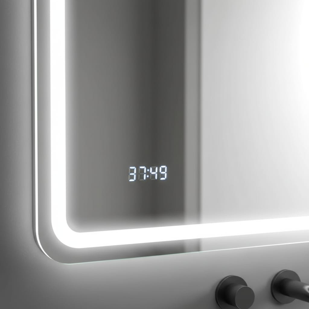 Oglinda touch pentru baie cu led in 3 culori, cu afisare ceas, antiaburire si boxa bluetooth 3