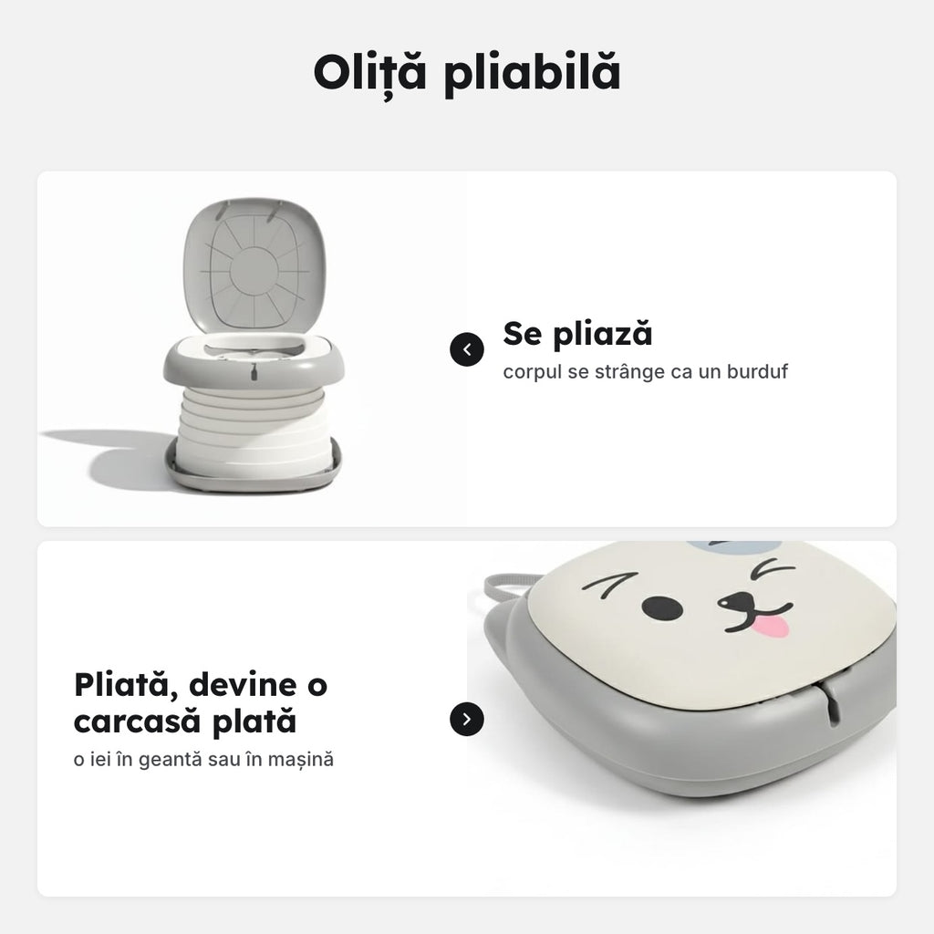 Oliță portabilă pliabilă pentru copii, gri – Oliță pliabilă