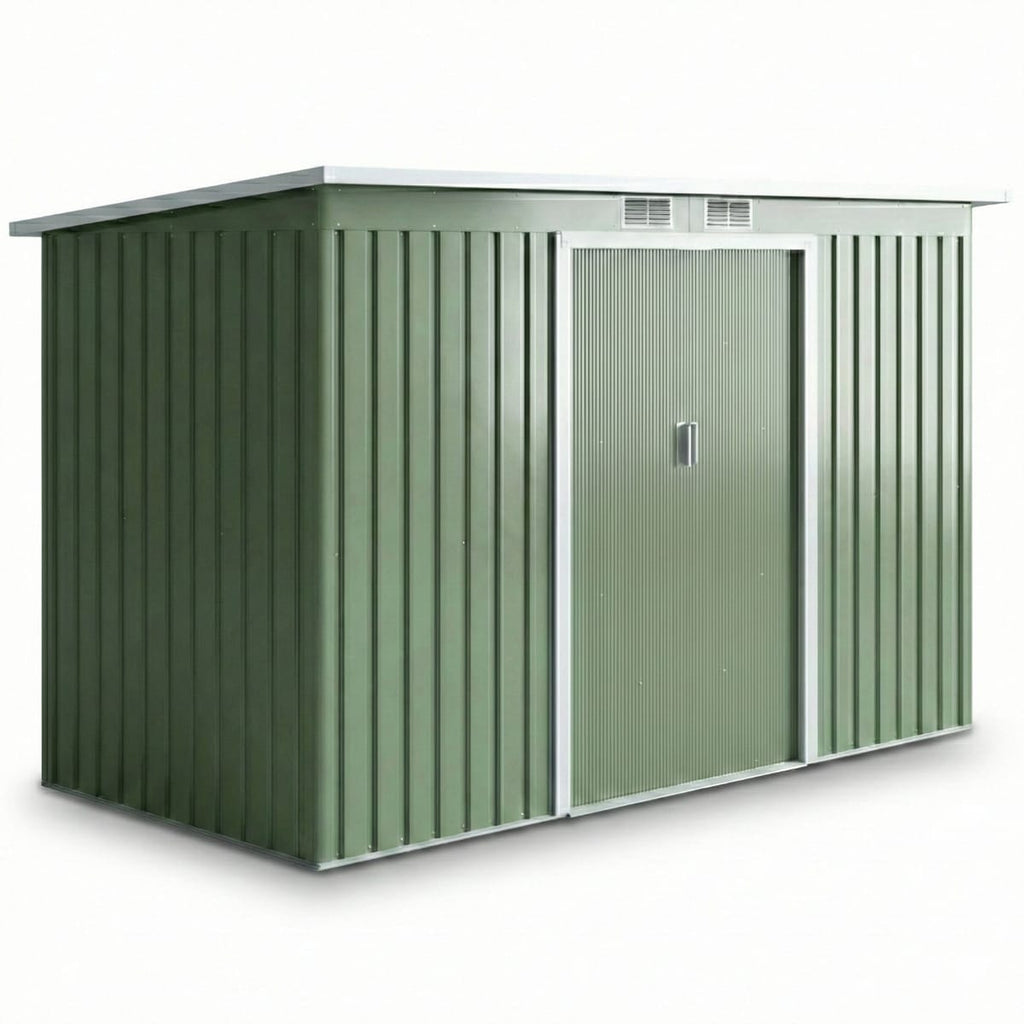 Magazie pentru scule de gradina, otel galvanizat, 280x130x172cm, Verde deschis, usi glisante