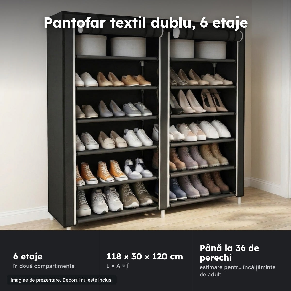 Pantofar textil dublu, 6 etaje – Pantofar textil dublu, 6 etaje