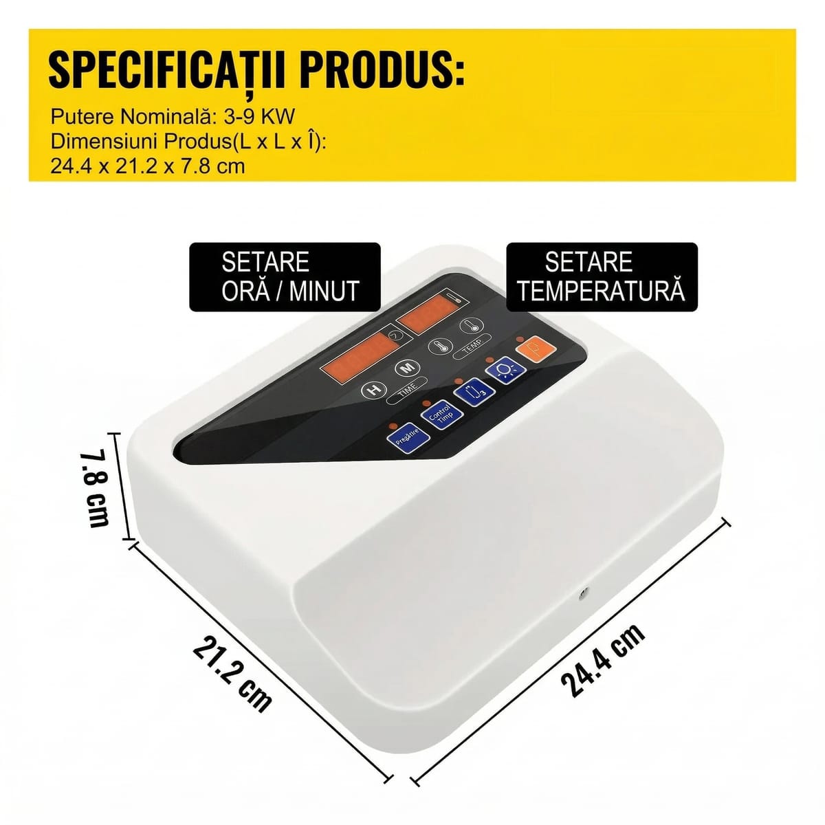 Panou de Control Extern pentru Incalzitor Sauna 3kW-9kW – Digital, 40-105°C 7