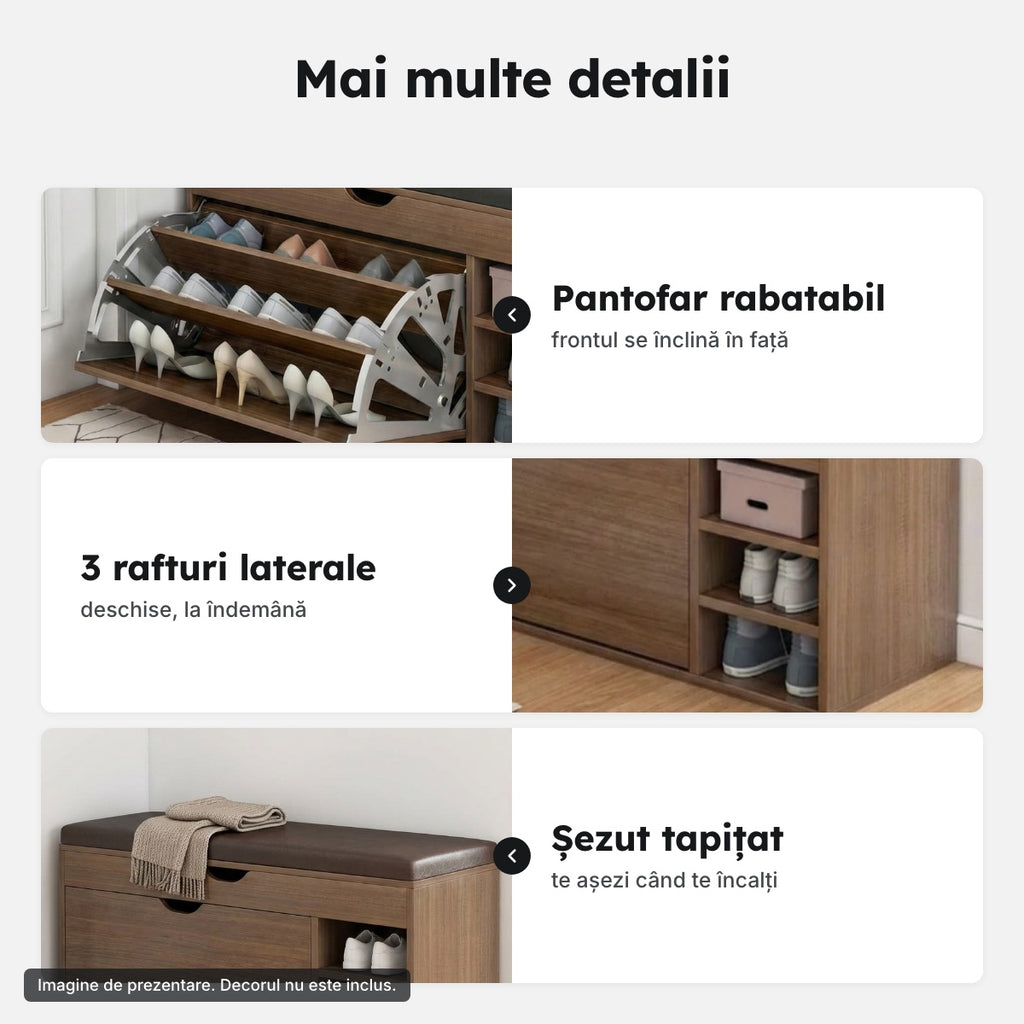Pantofar banchetă cu șezut, 100 cm – Mai multe detalii