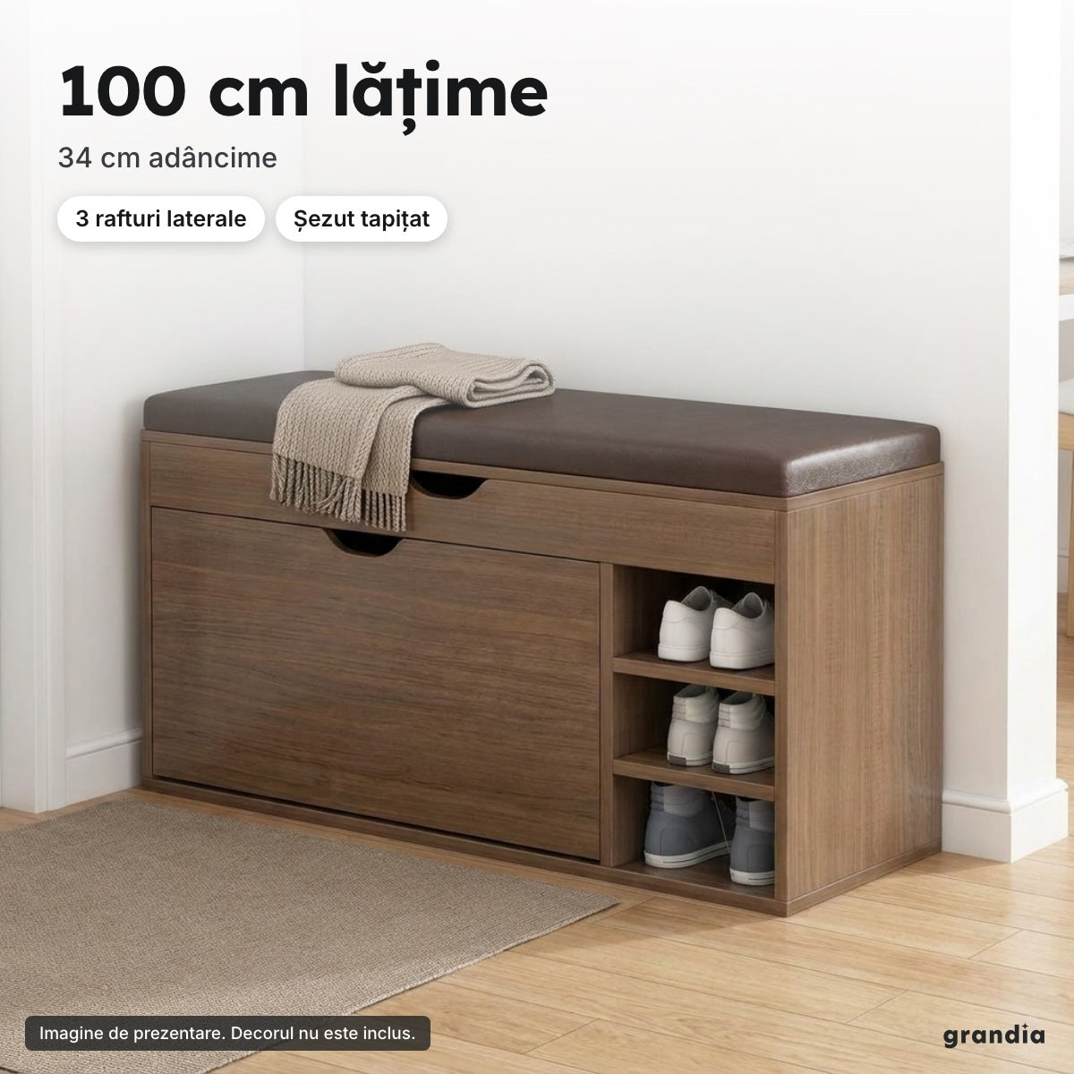 Pantofar banchetă cu șezut, 100 cm – 100 cm lățime