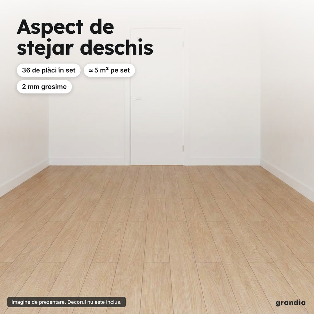 Set 36 plăci autoadezive aspect parchet – Aspect de stejar deschis