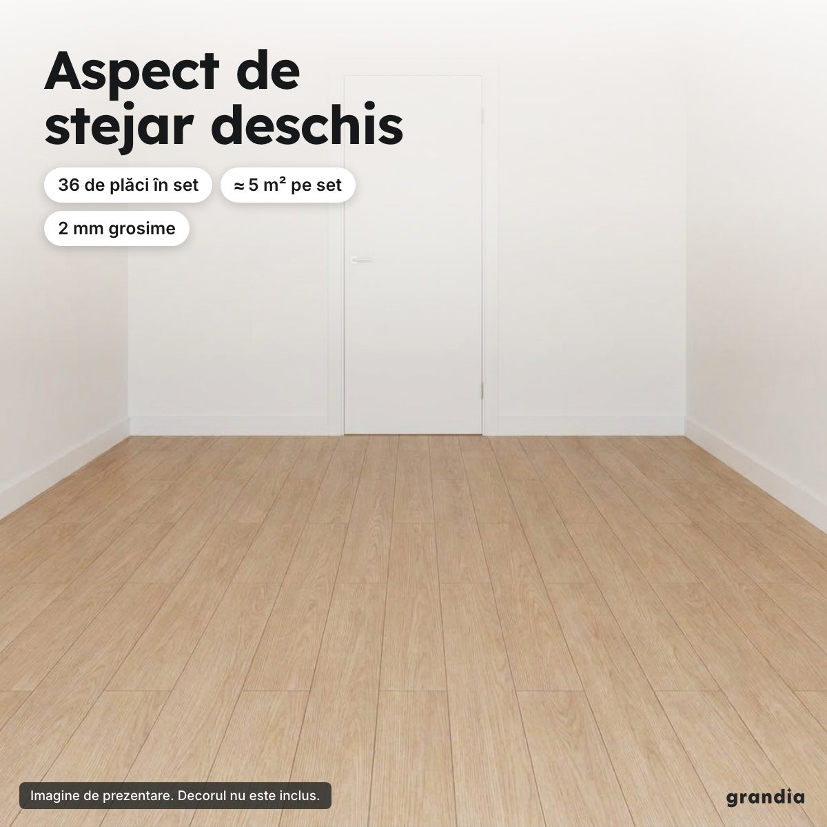 Set 36 plăci autoadezive aspect parchet – Aspect de stejar deschis