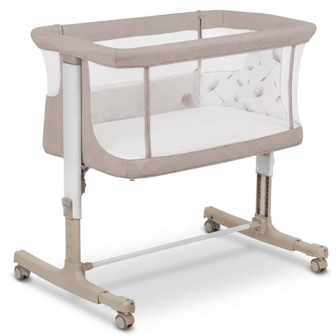 Pătuț Co-Sleeper 3 în 1 cu Legănare, Setare Unghiulară și Saltea, Certificat EN 1
