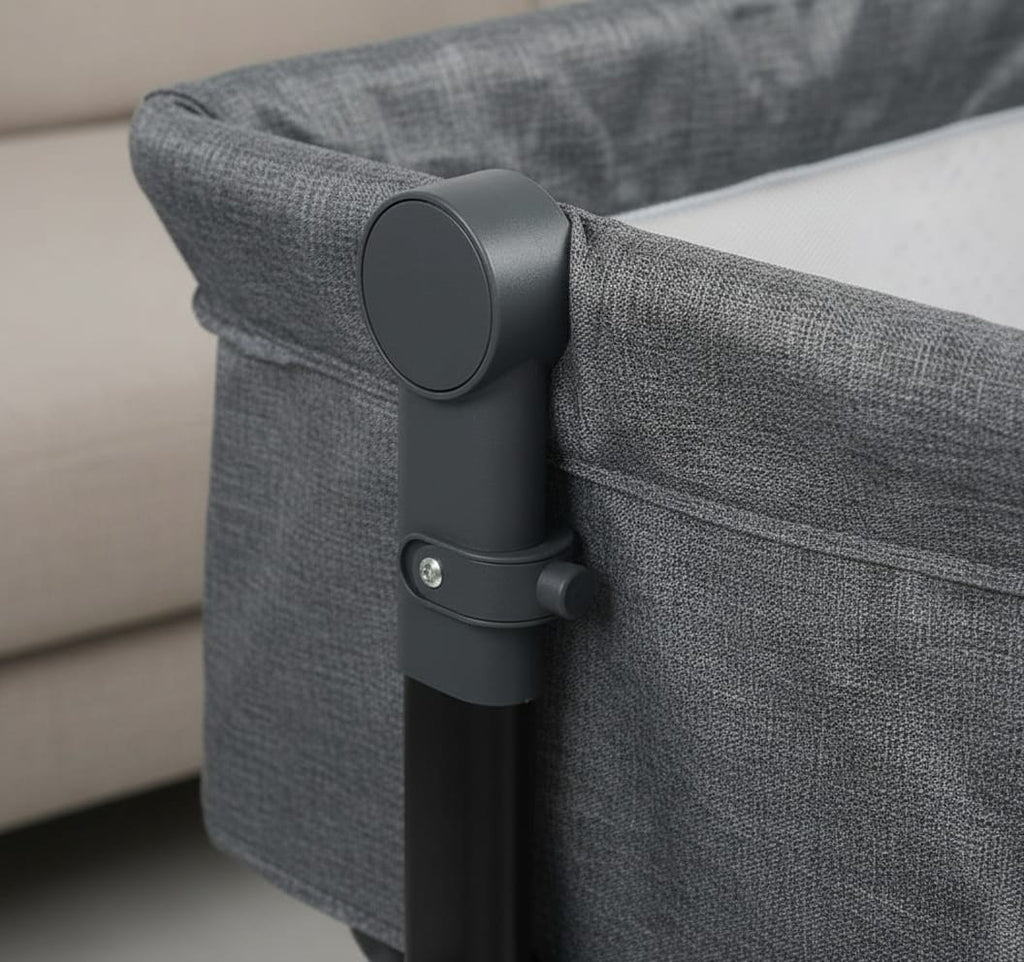 Pătuț Co-Sleeper Reglabil pentru Bebeluşi, Poliester + Metal, cu Roti și Coș 5
