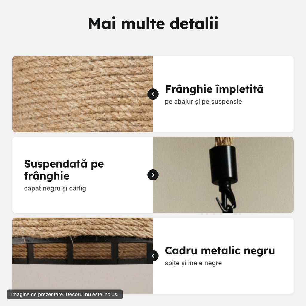 Pendul vintage cu frânghie, E27 – Mai multe detalii