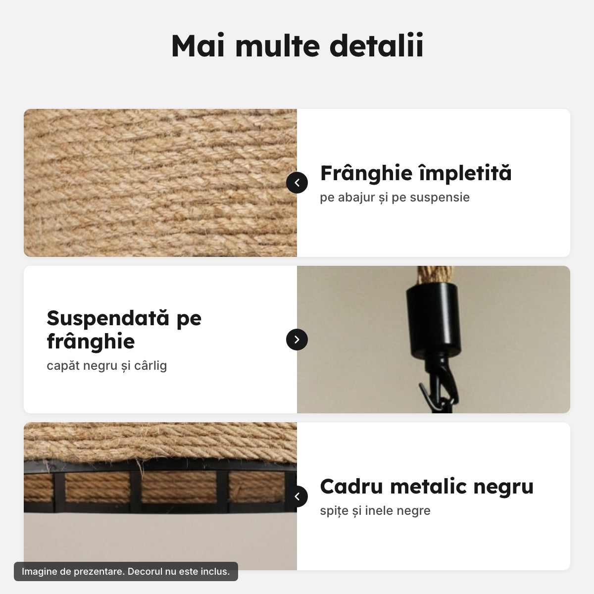 Pendul vintage cu frânghie, E27 – Mai multe detalii