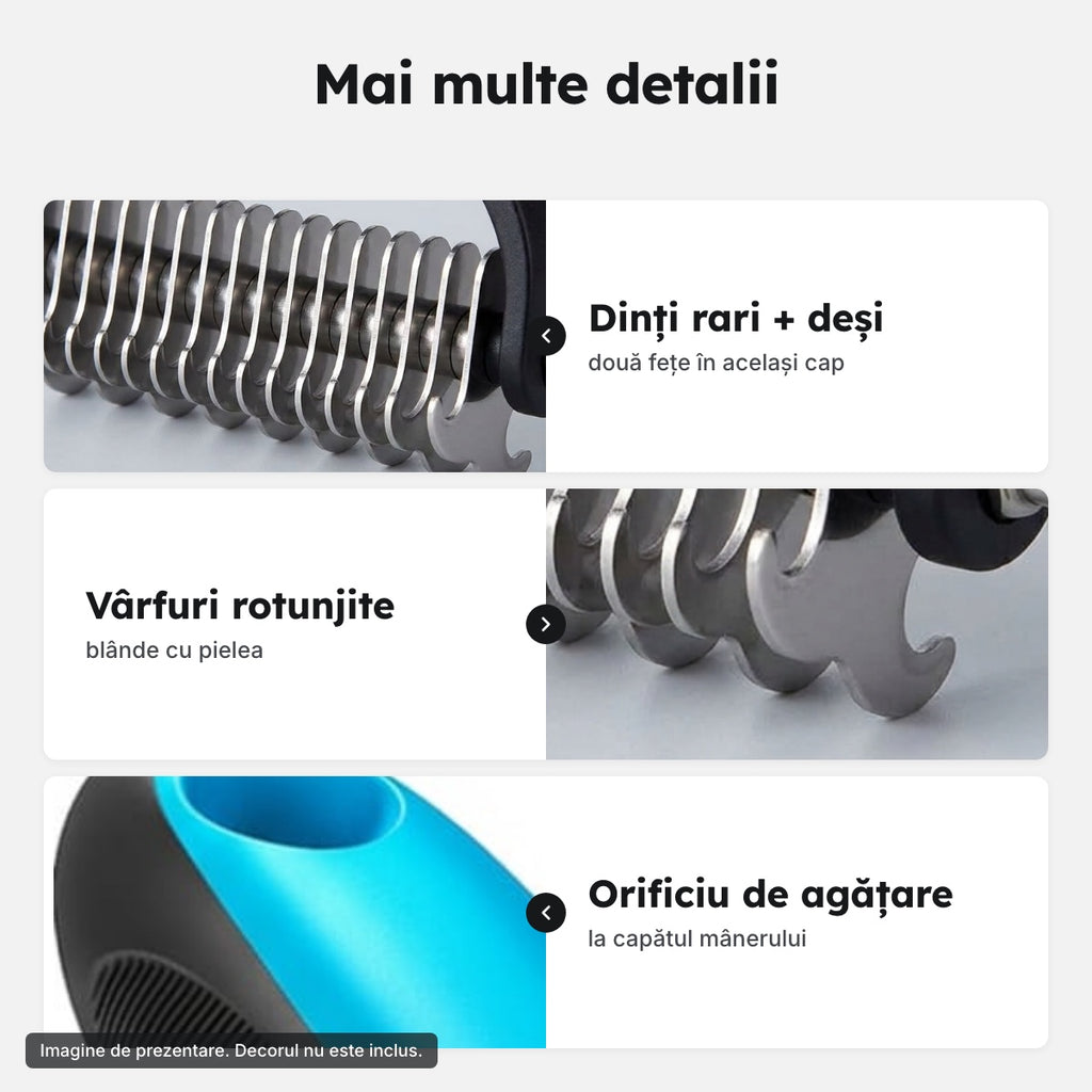 Pieptene dublu pentru blană – Mai multe detalii