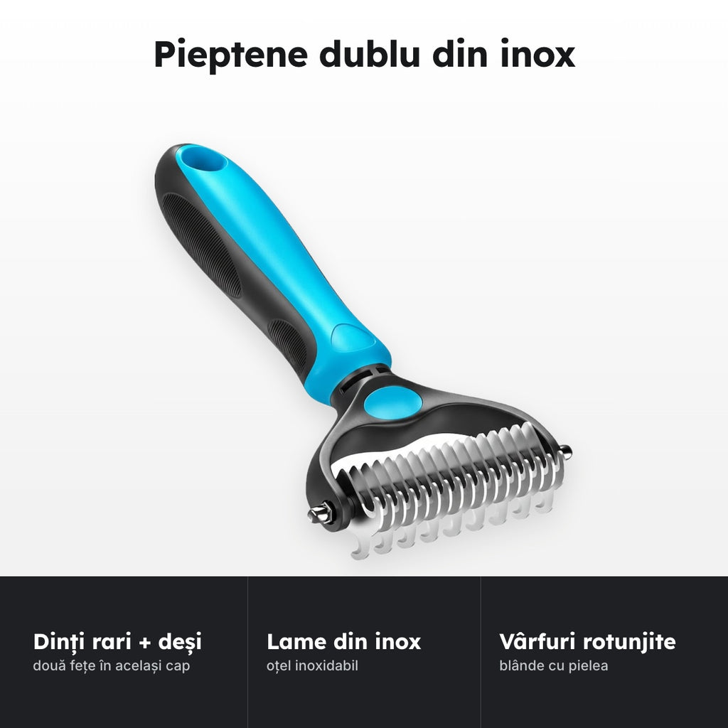 Pieptene dublu pentru blană – Pieptene dublu din inox