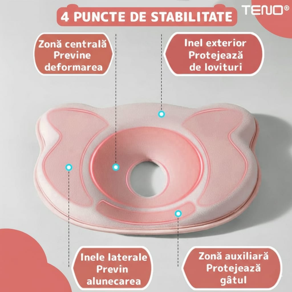 Perna bebelusi impotriva plagiocefaliei, din bumbac hipoalergenic 2