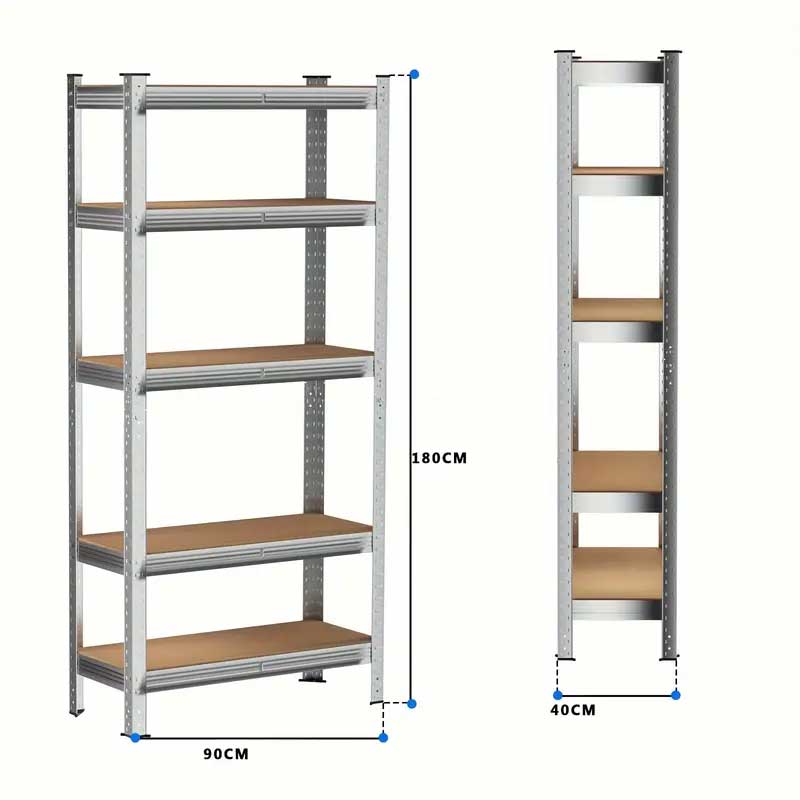 Raft Metalic Profesional, 180x90x40 cm, 5 Polițe, Suportă 875 kg