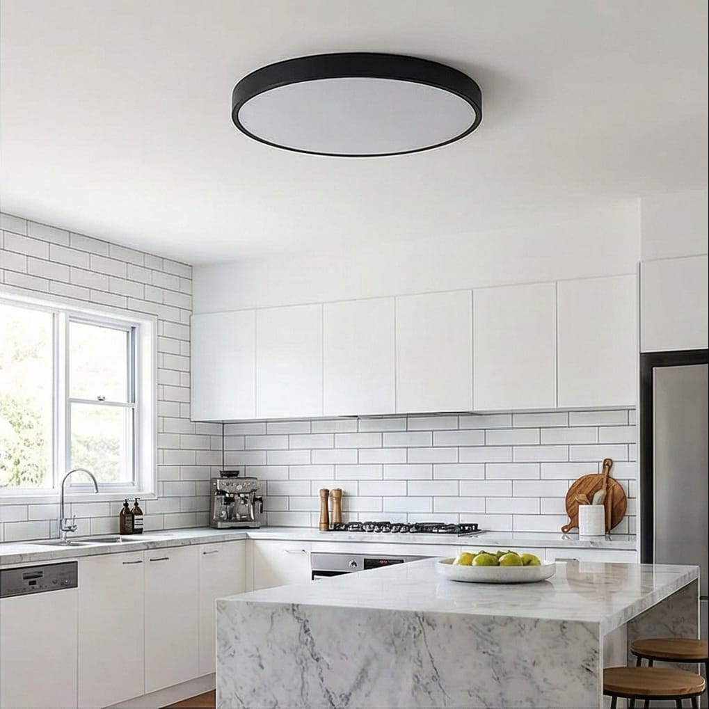 Plafonieră LED Rotundă 50 cm, Ultra Slim, Neagră, IP44 – Echivalent 600W 3