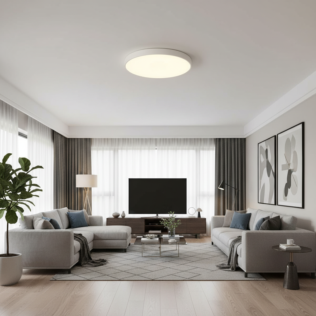 Plafoniera LED rotunda ultra-subtire 30W, alb rece, echivalent 300W, pentru tavan baie si hol 7