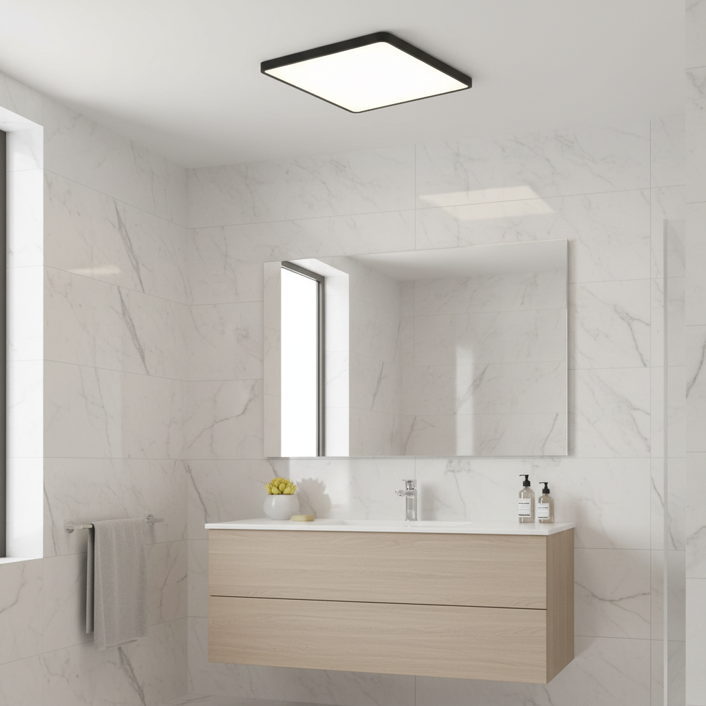 Plafoniera LED Ultra-Slim Patrata, 40W (Echiv. 400W), Negru Mat, Design Modern 3