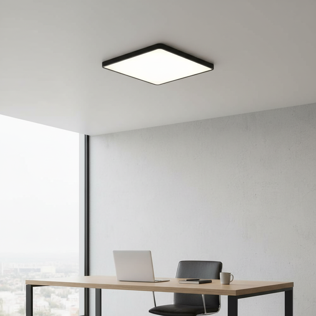 Plafoniera LED Ultra-Slim Patrata, 40W (Echiv. 400W), Negru Mat, Design Modern 4