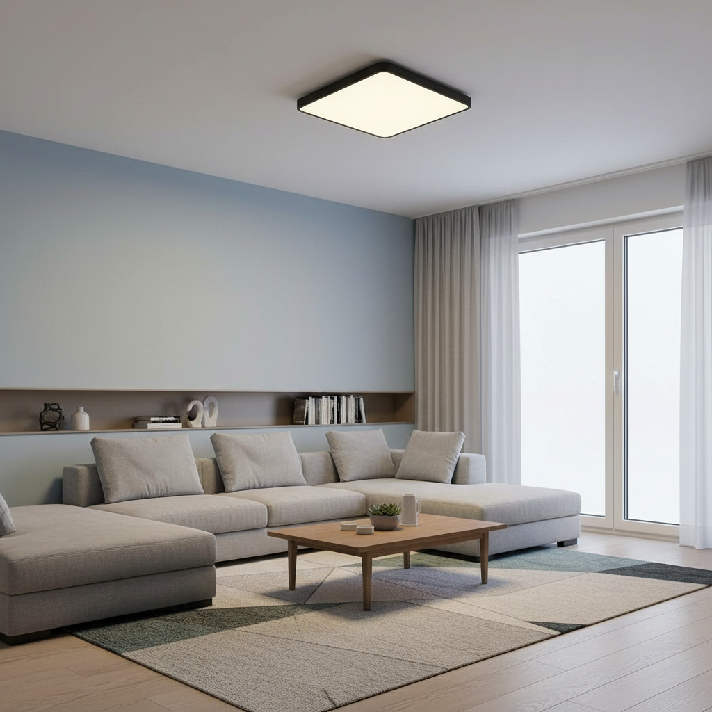 Plafoniera LED Ultra-Slim Patrata, 40W (Echiv. 400W), Negru Mat, Design Modern 6